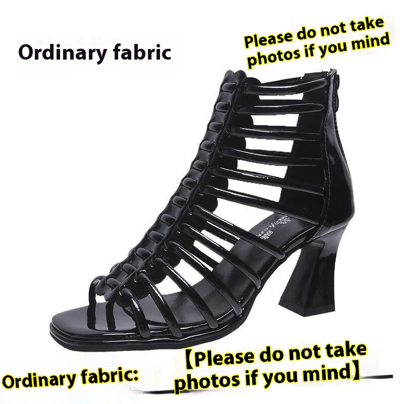 Horseshoe Heel Roman Sandals High-top Peep Toe Shoes foto 3