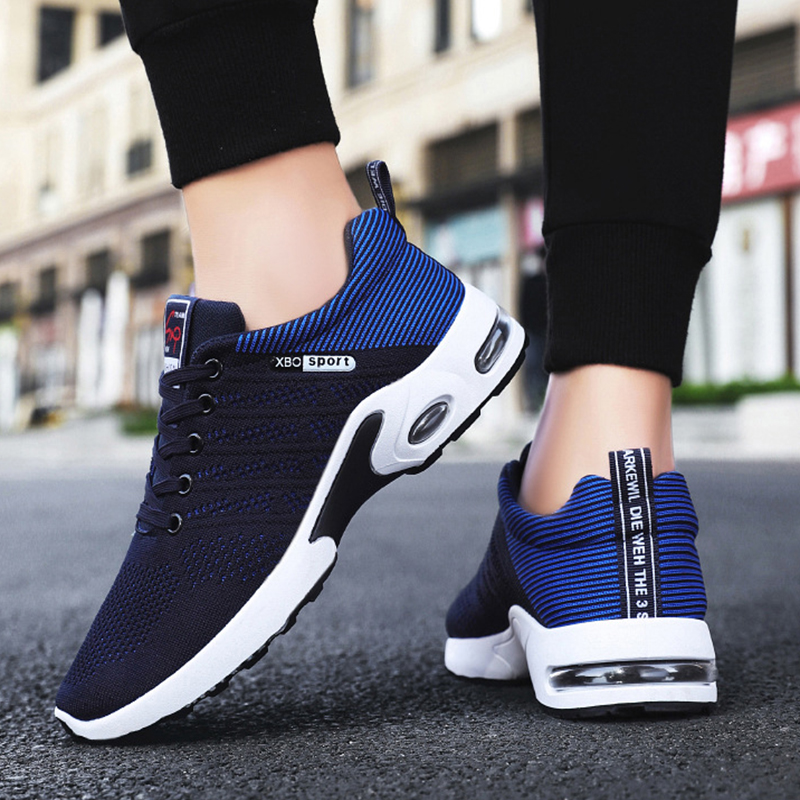 Fashion Mesh Shoes With Striped Design Men Outdoor Breathable Lace-up Sneakers Csual Lightweight Running Sports Shoes For Men foto 5
