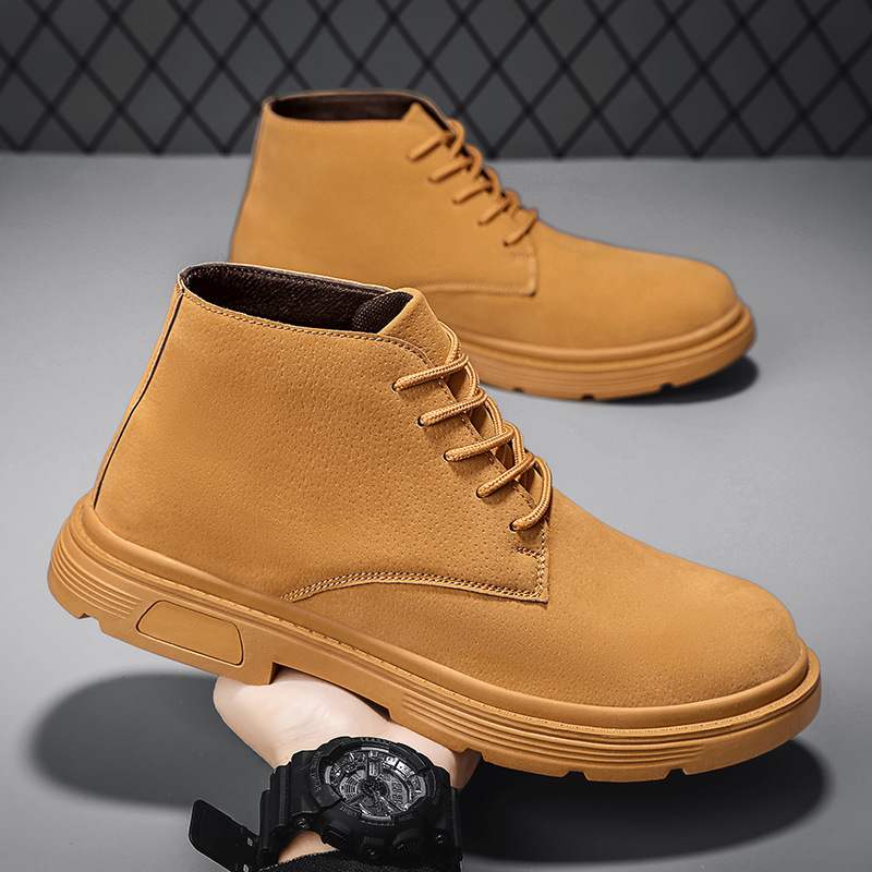 New Plus Size Worker Boot Thick Bottom Locomotive High-top Leather Shoes foto 5