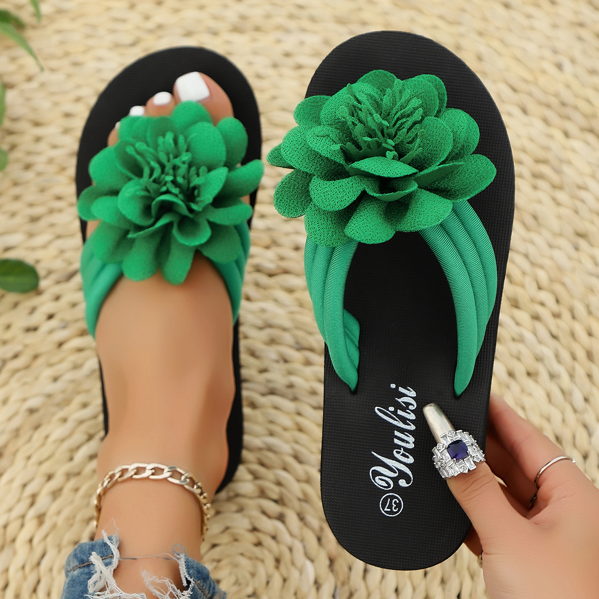 Flower Flip-flops Casual And Lightweight Beach Shoes foto 4