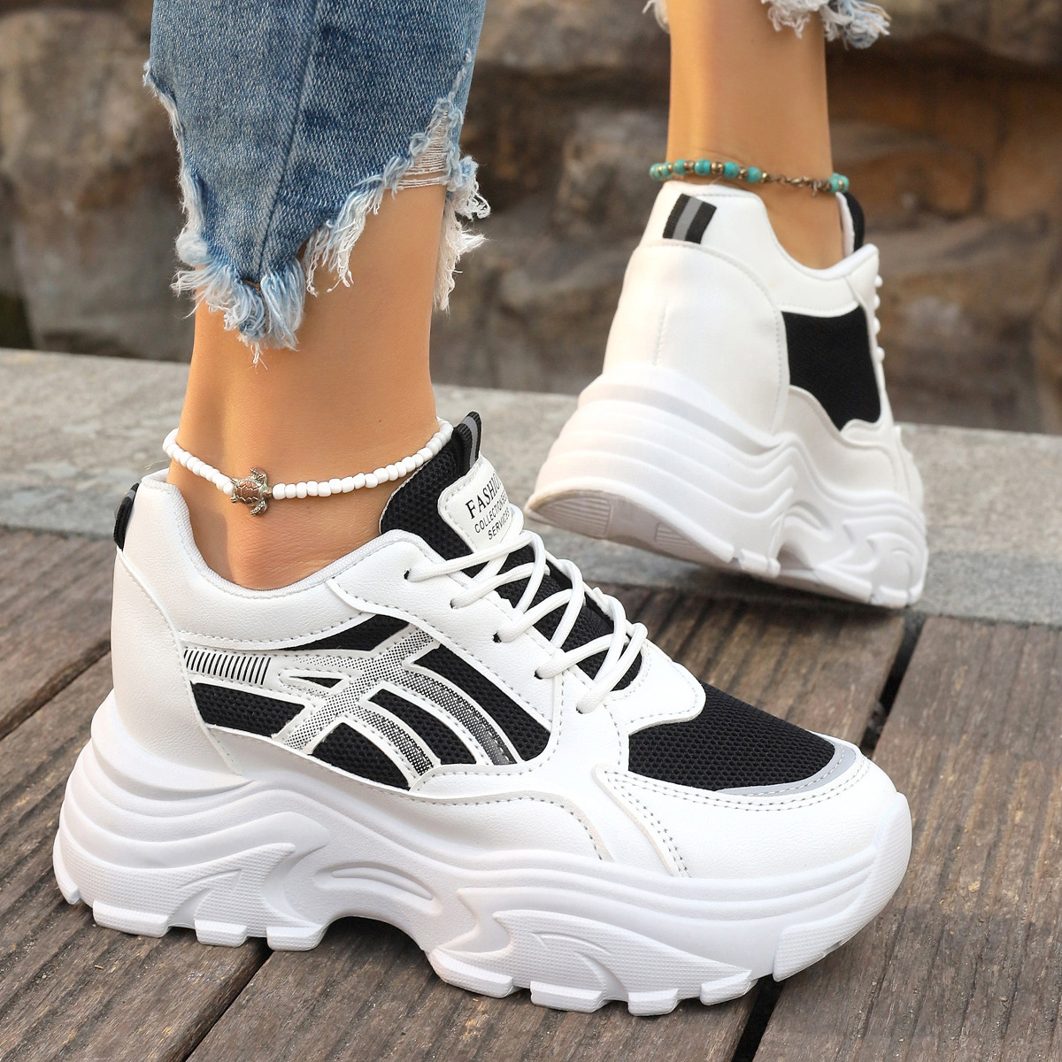 Women's Platform Lightweight Dad Shoes Wedge Sneakers foto 2