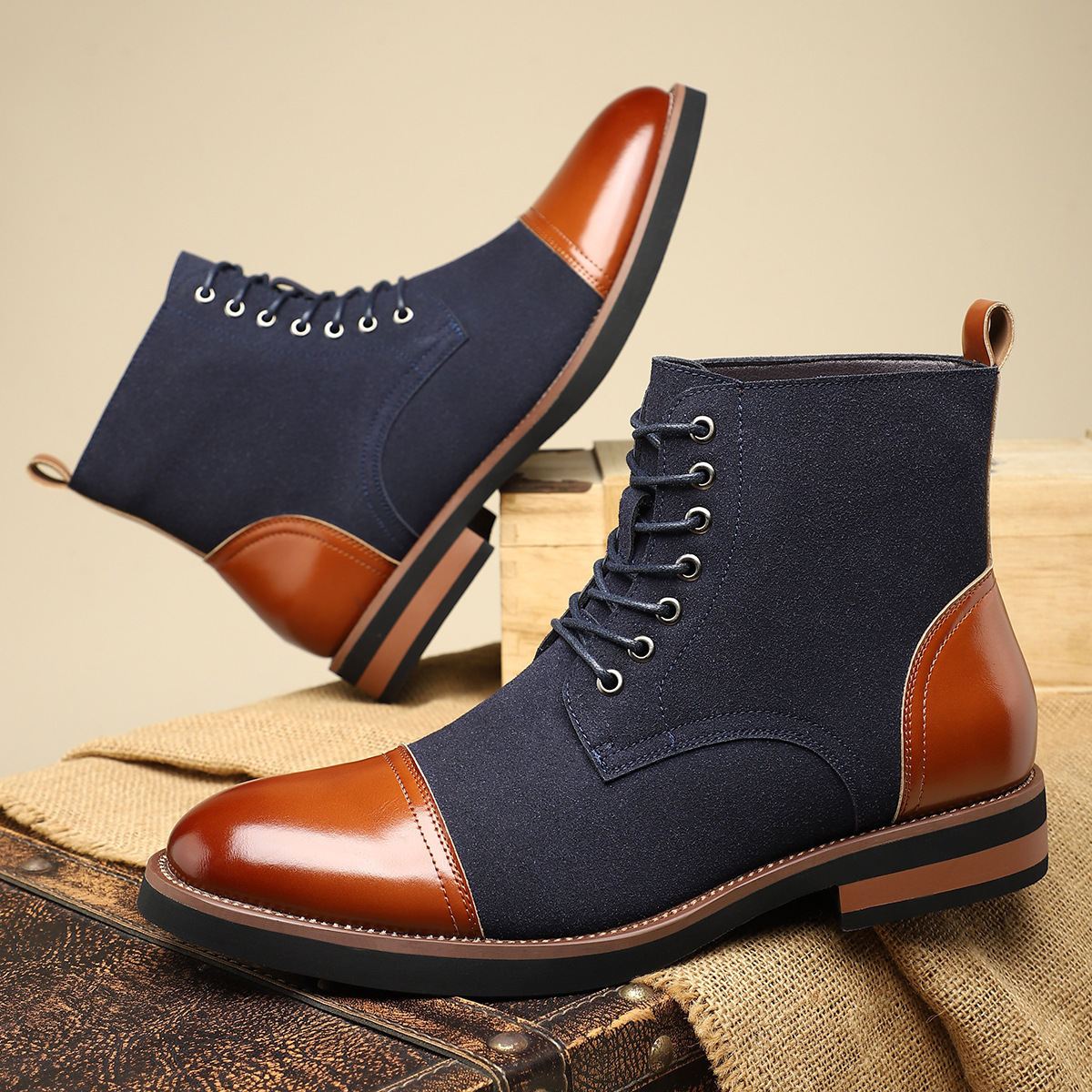 Men's Trendy Sleeve Leather All-match Casual Martin Boots foto 4