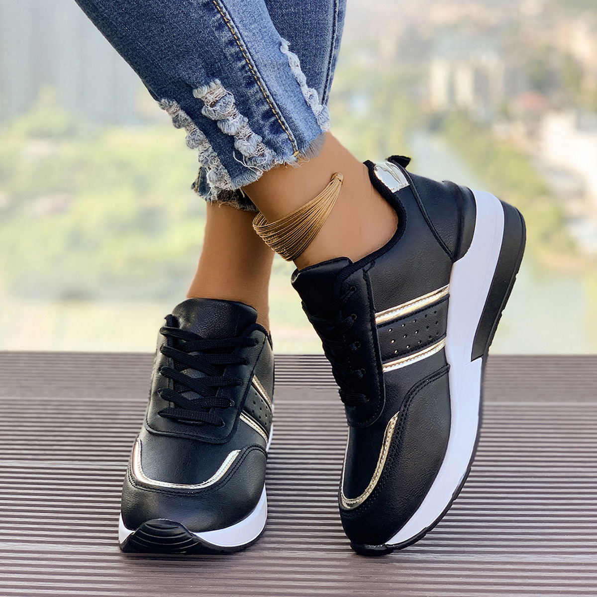 Womens Chunky-Soled Casual Fashion Sneakers foto 4