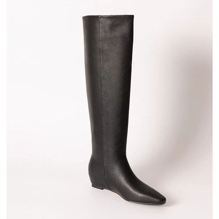 Retro Style Square Toe Flat Bottom Tall Knight Boots foto 2