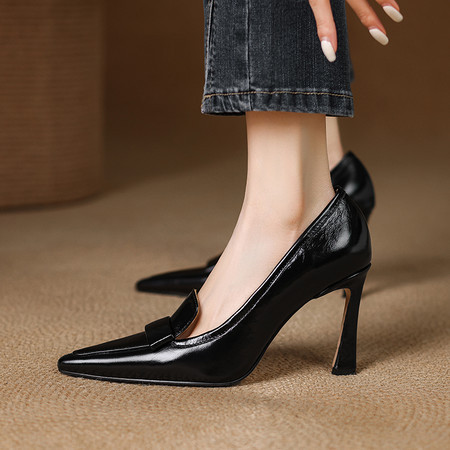 Pointed-toe Authentic Leather Pumps Women's Stiletto Heels foto 4
