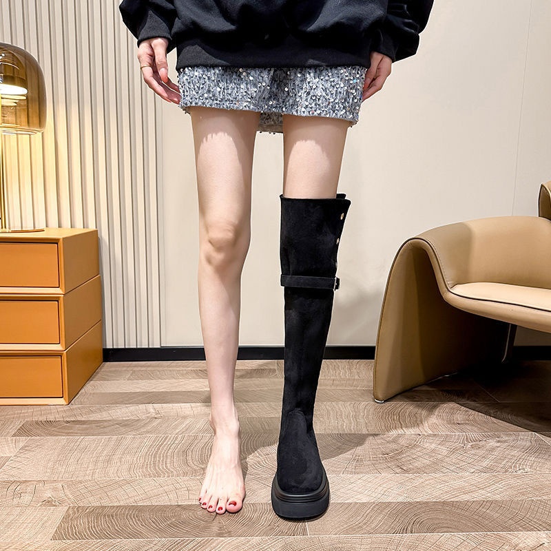Over-the-knee Folding Long Tube Two-way Wear Boots With Chunky Heels Women's Thick Bottom foto 4