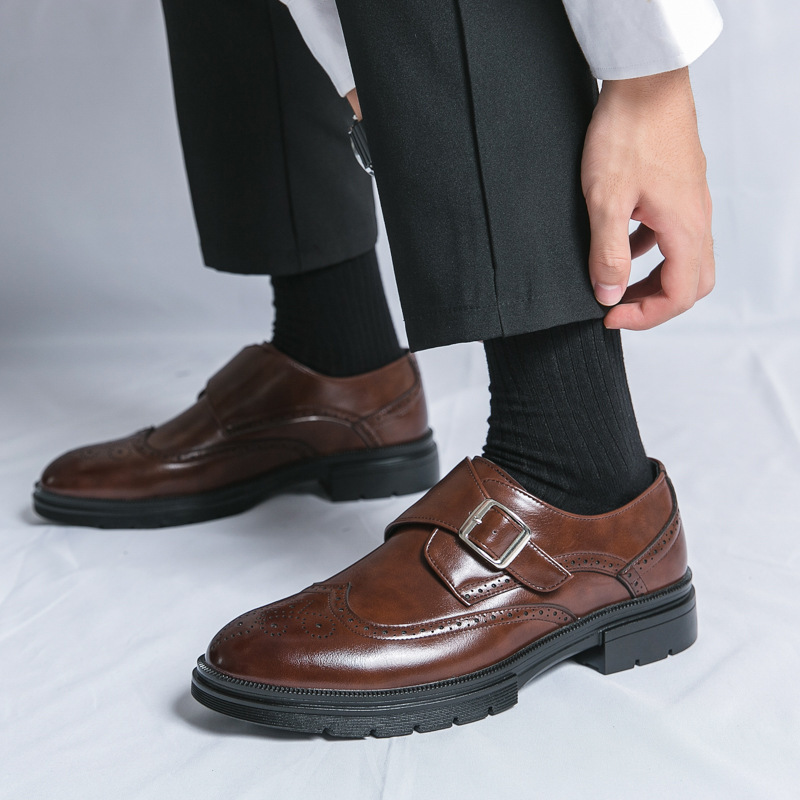 Casual British Pointed Toe Business Formal Wear Working Height-increasing Shoes foto 3