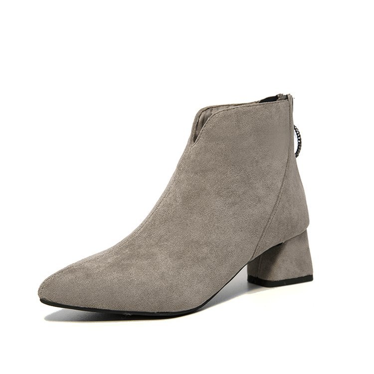 Women's Chunky-heeled Pointed-toe Short Martin Boots foto 5