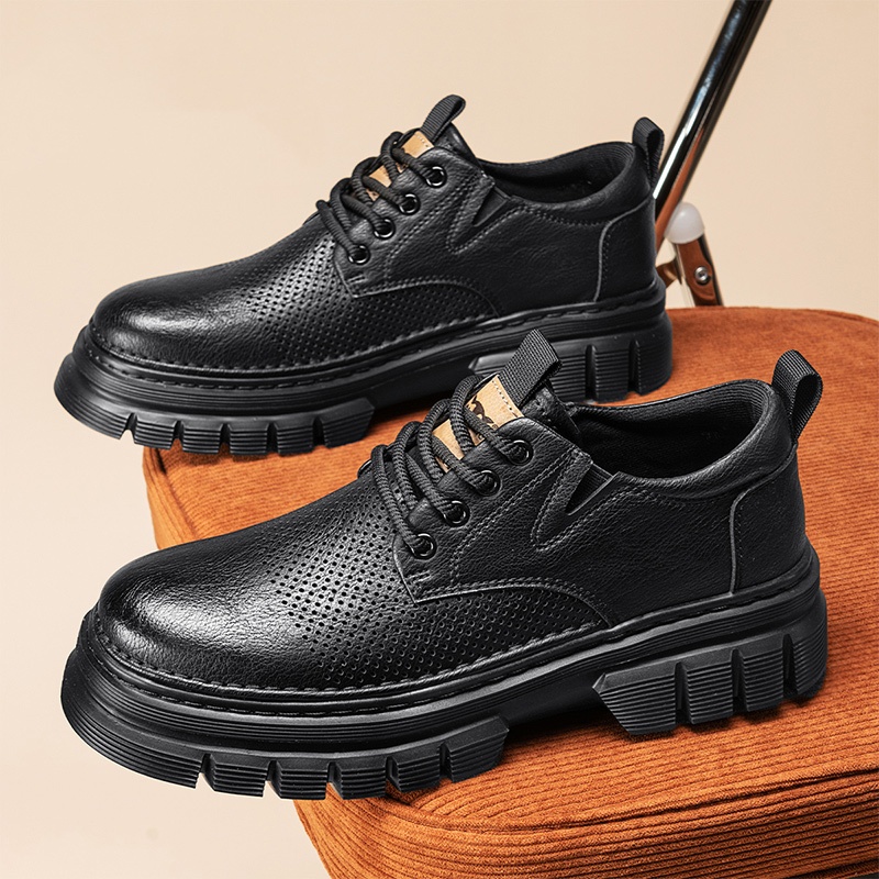 Genuine Leather Breathable Platform Height Increasing Work Casual Shoes foto 2