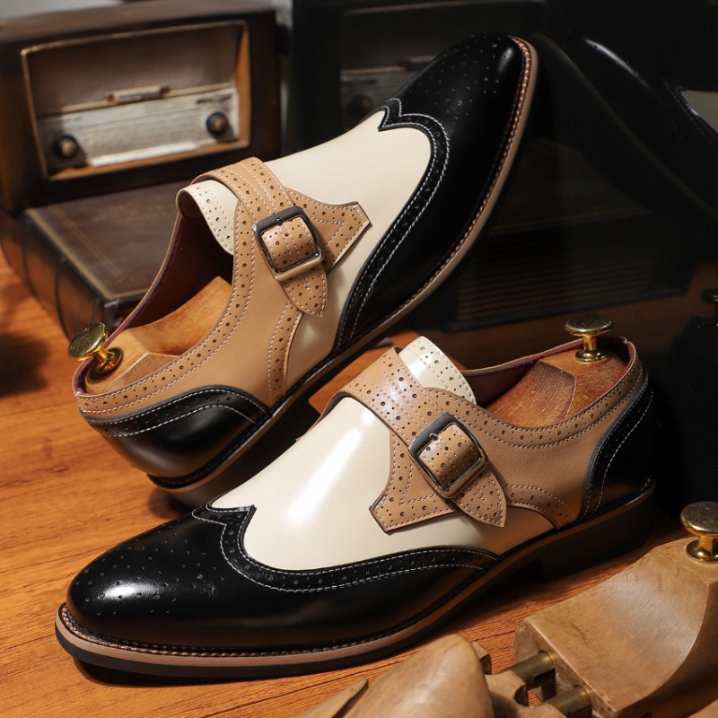 Men's Business Formal Casual Leather Shoes Brogue Carving foto 2