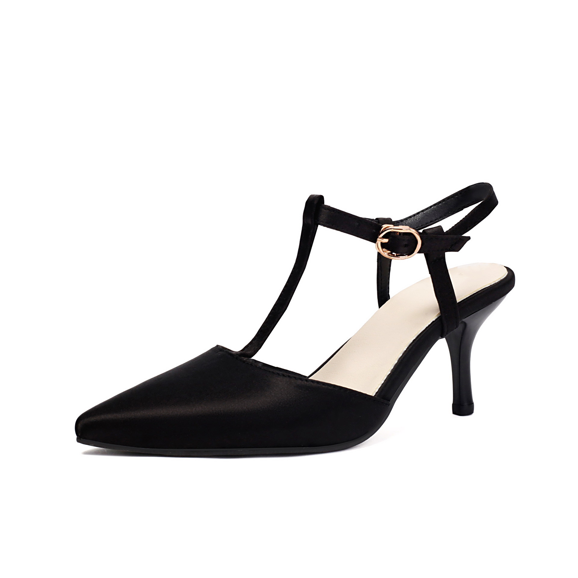 Spring And Summer European And American Pointed High Heels Four-season Shoes T-strap Toe foto 4
