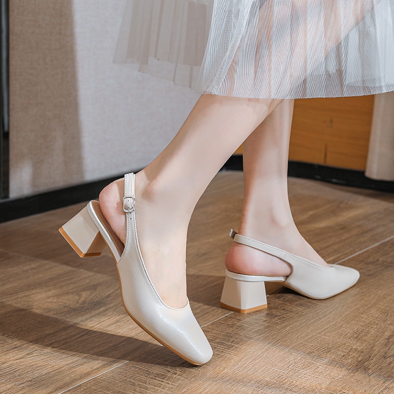 French-style Closed-toe Sandals For Women Mid- To Chunky Heel Summer Style foto 3