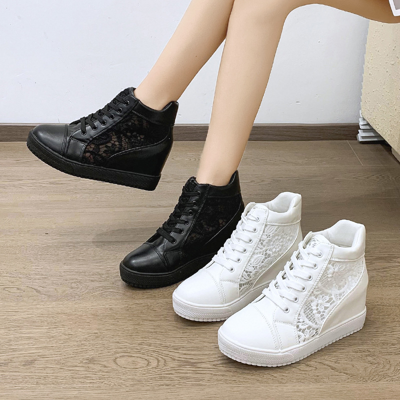 Women's Hidden Heel Platform Hollow Lace Sneaker foto 5
