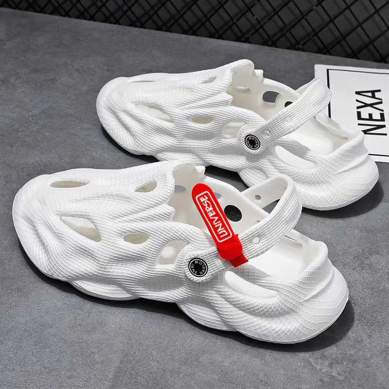 Coconut Slippers Couple Summer Dual-use Closed Toe Beach Hole Shoes foto 4