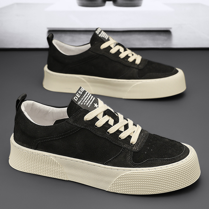 Men's Breathable Leather Shoes Trendy Platform Sports foto 5
