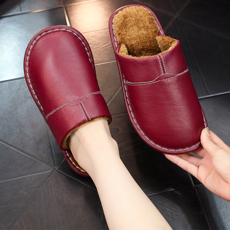 Winter Indoor Leather Slippers For Home Use Non-slip For Indoor Floors foto 4