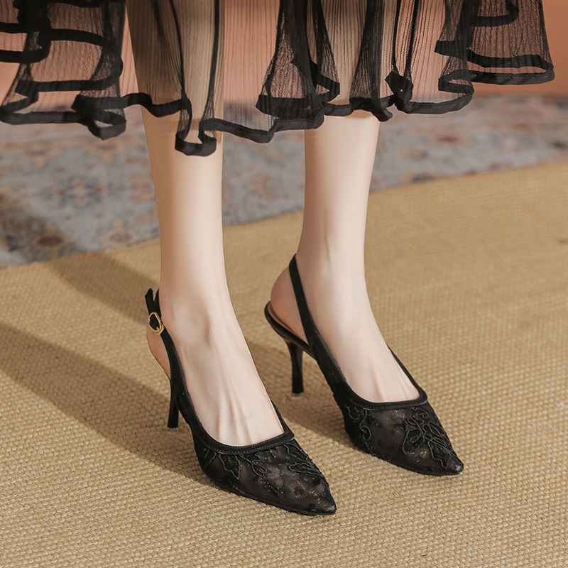 Lace Hollow-out Mesh Pointed High Heels Sexy foto 4