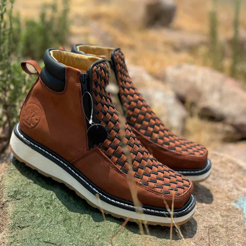 Side Zipper European And American Retro Hand-woven Western Cowboy Boot foto 5