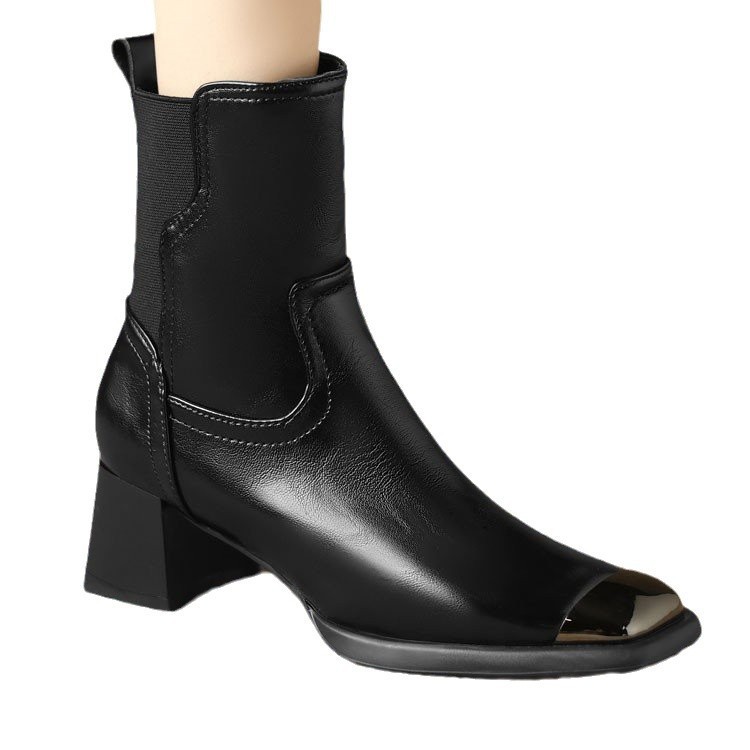 Slimming Martin Boots High Heel Maillard Leather Boots foto 3