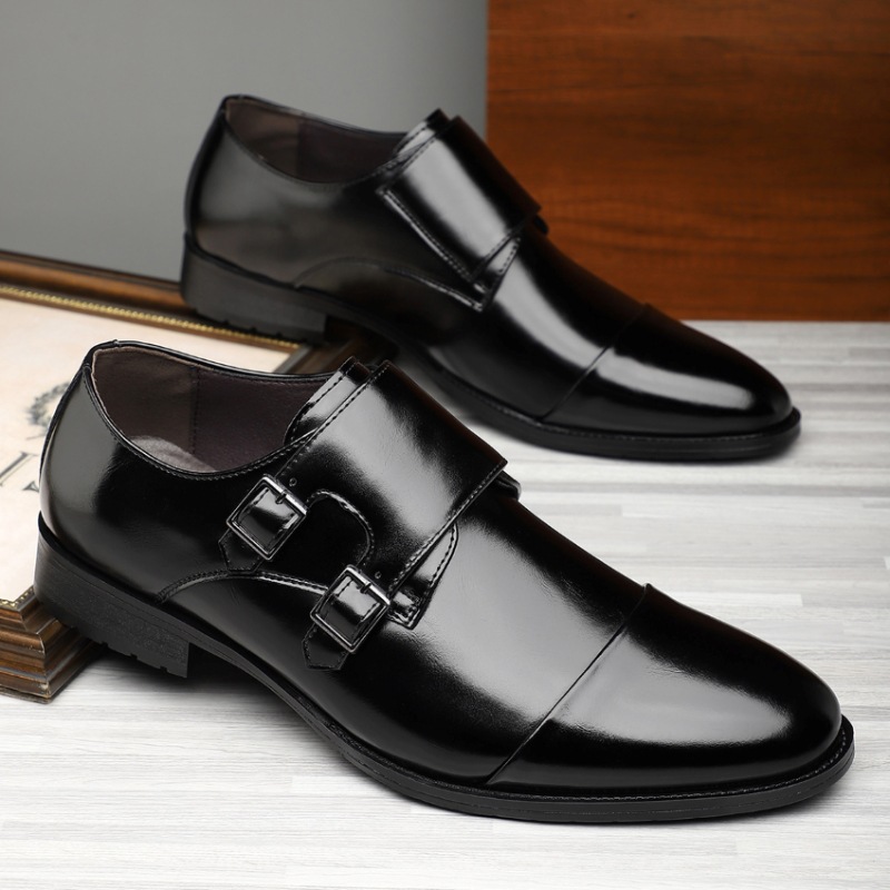 Men's Business Formal Pointed Buckle Leather Shoes foto 2