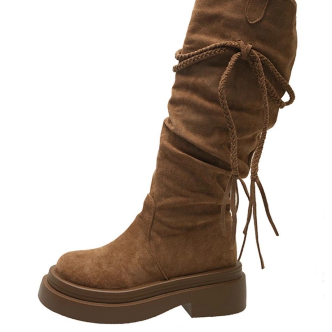 Retro Fashion Versatile Fringe Stacked Boots Women foto 2