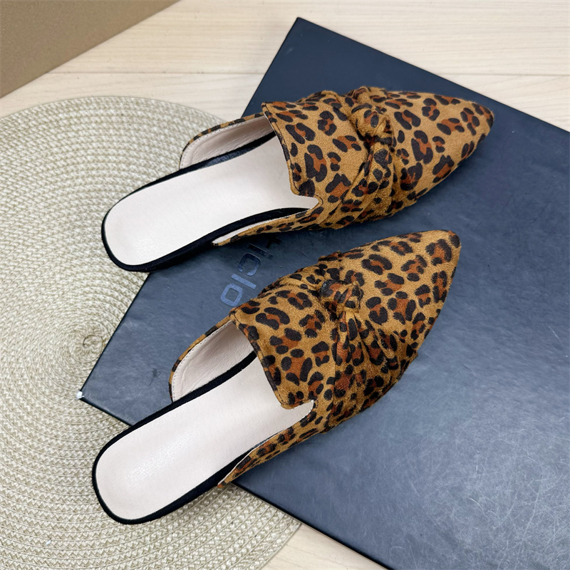 Bow Toe Korean Style Simple Pointed Flat Lazy Half Slippers foto 2