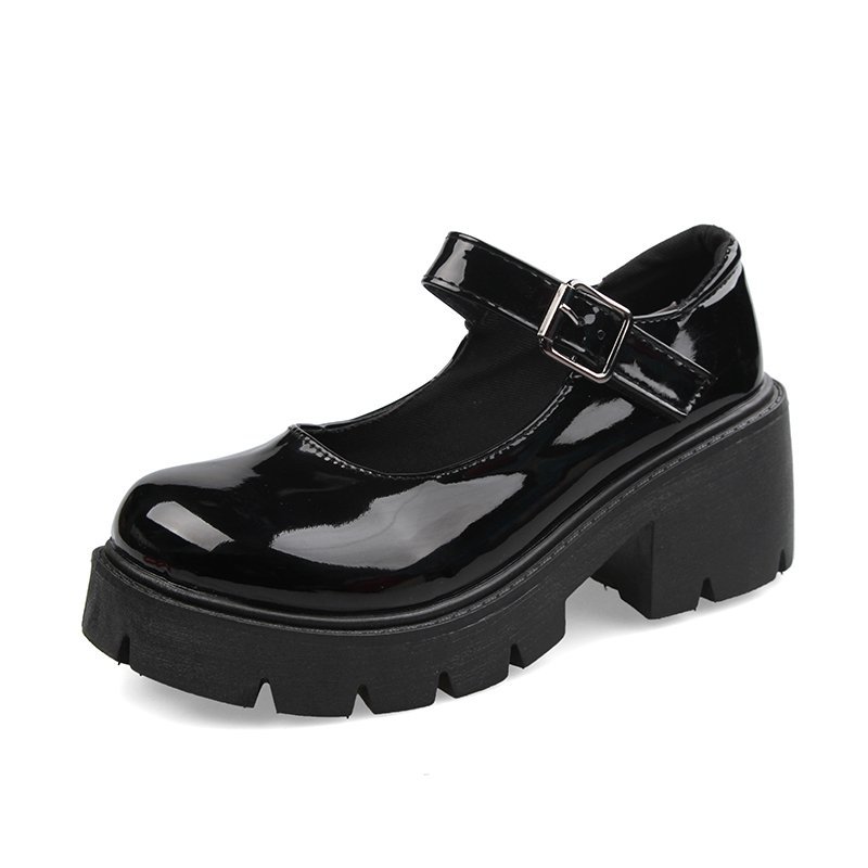 Women's Buckle British Style Leather Shoes foto 2