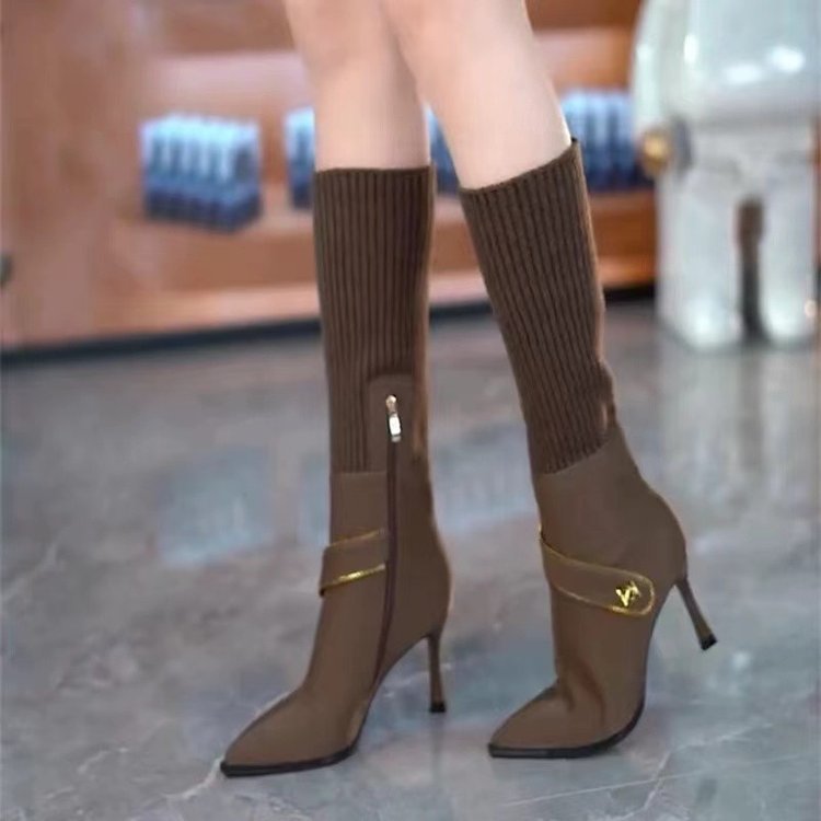 Stylish Stretchy Knit High-heeled Slim Boots With A Thin Heel For Women foto 4