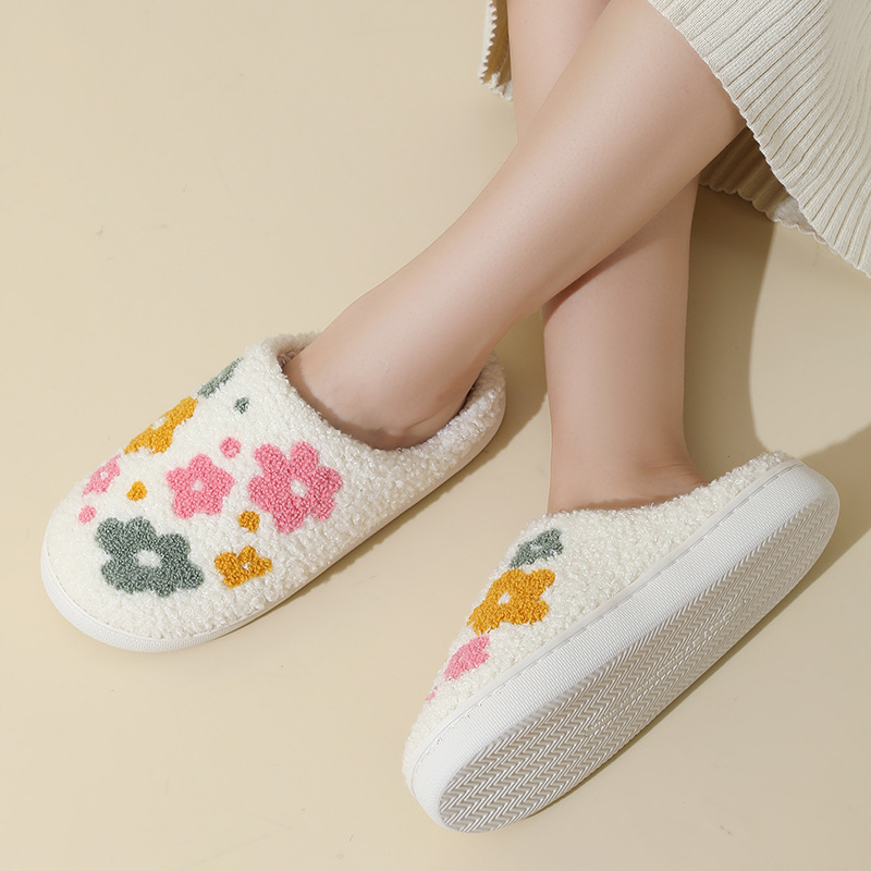 Warm Indoor Comfortable Colorful Flowers Cotton Slippers foto 2