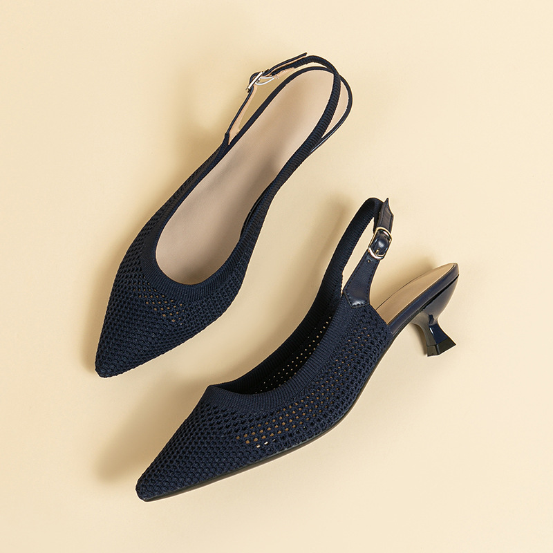 Flyknit Hollow Temperament Pointed Toe Toe High Heels Cooldown foto 2