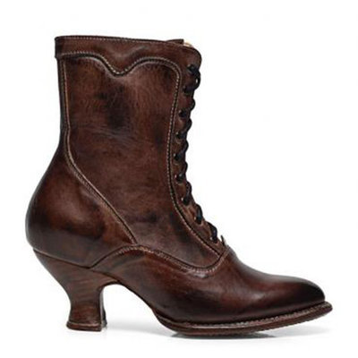 Womens High-heeled Uniquely Shaped Heel Lace-up Ankle Boots foto 5