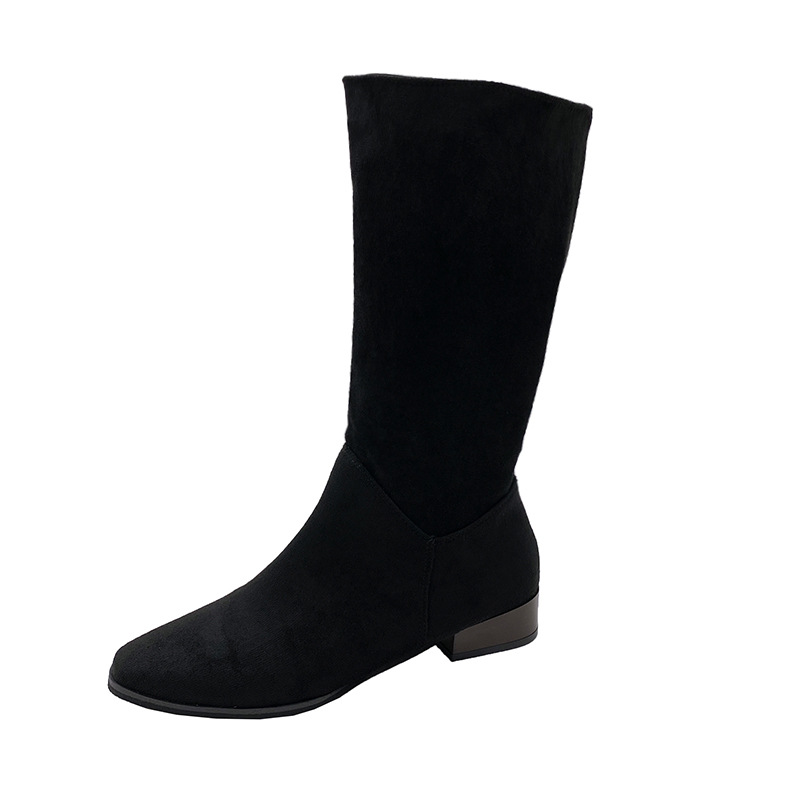 Pointed Toe Retro Middle Boots Simple Thick Heel Below The Knee foto 2