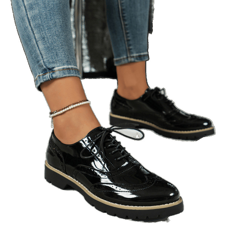 Women's Fashion Color Mirror Loafers Lace-up Shoes foto 3