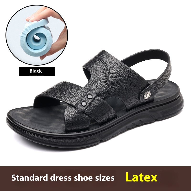 Men's Breathable Genuine Leather Beach Shoes Casual Soft Bottom Middle-aged And Elderly foto 5
