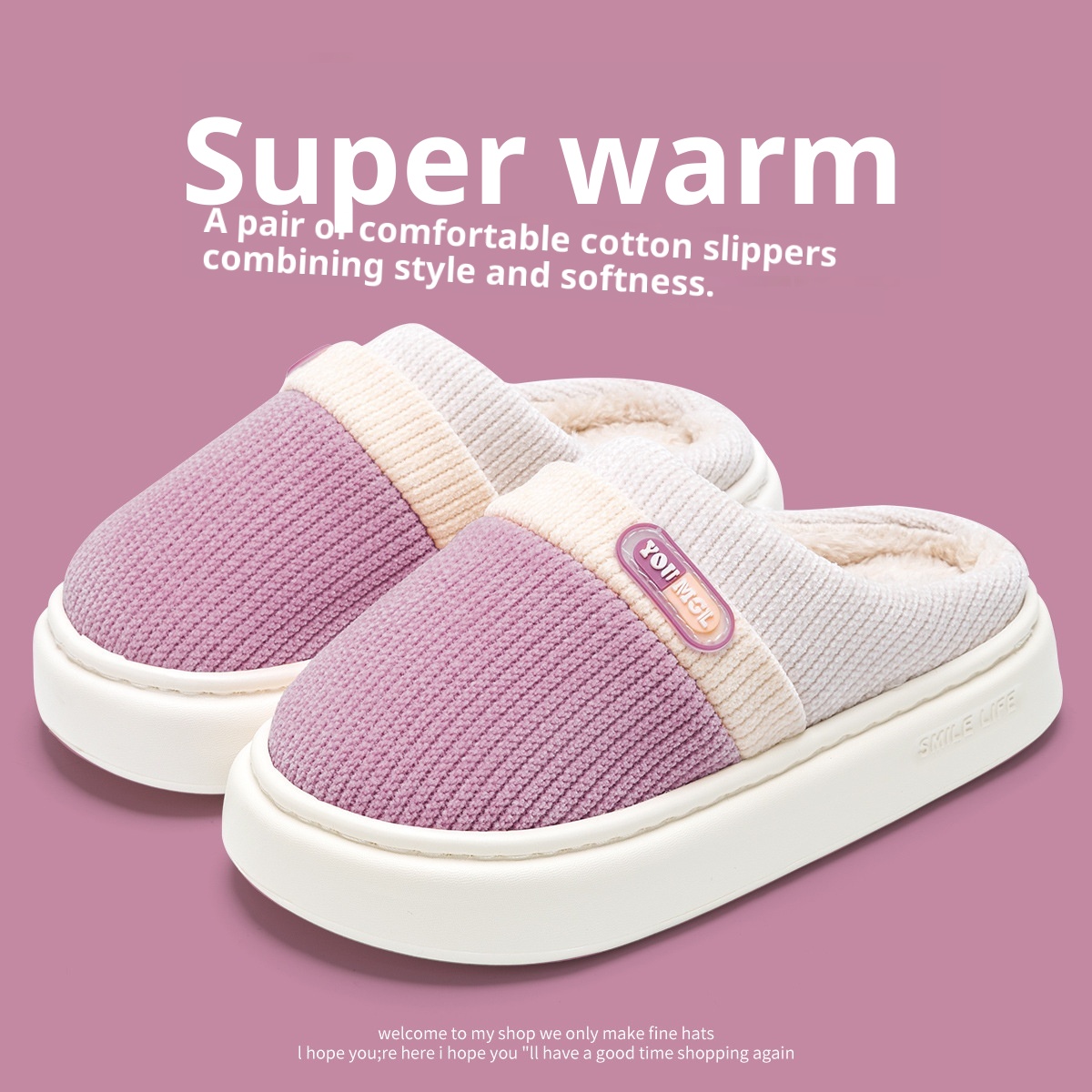 Cotton Slippers Women's Warm Color Matching Slippers foto 4