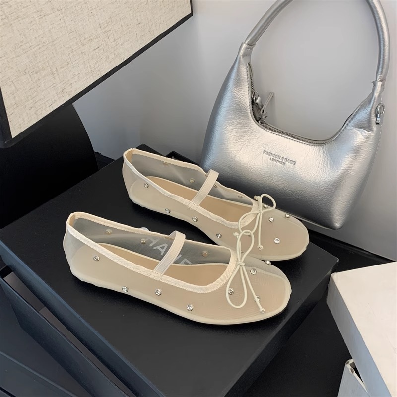 Summer Rhinestone-embellished Mesh Ballet Flats foto 5