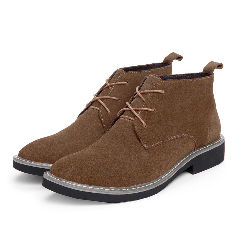 Inner Elevator Shoes Mid-top Men's Boots Cowhide Suede Martin foto 4