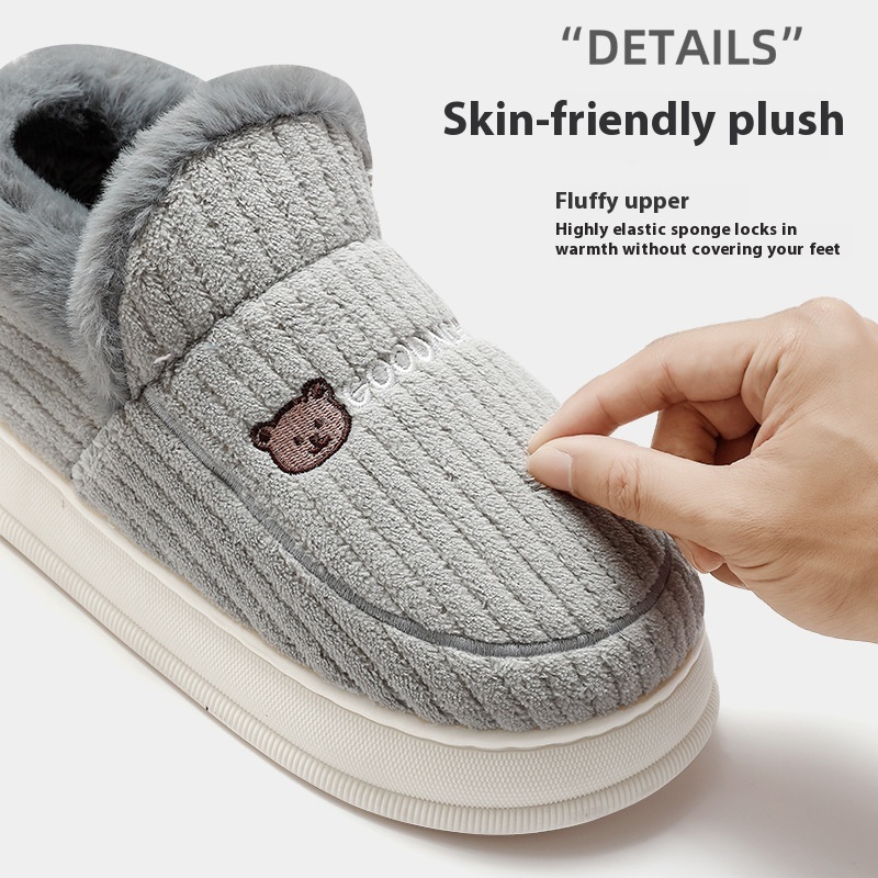 Home Cotton Slippers Winter Bag Heel Men Plus Size Woolen Slipper Room Inner Velvet Men's Household Plush Cotton Shoes Women Wholesale foto 3