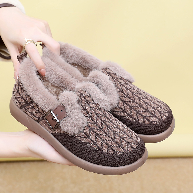 New Womens Fleece-lined Extra-thick Insulated Cotton Shoes