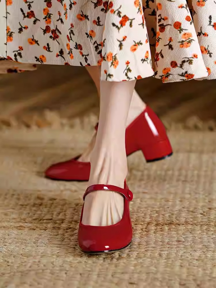 Soft Bottom Elegant French Shoes Chunky Heel Pumps Women foto 3