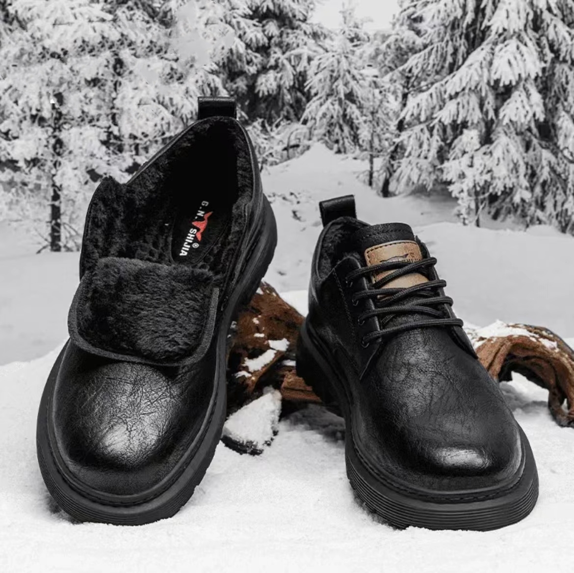 Autumn And Winter Fleece-lined With Hidden Heels Business Men's Low-top Martin Boots foto 2