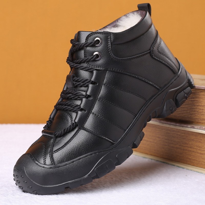Warm Men's Outdoor Mountaineering Plush Leather Shoes foto 2
