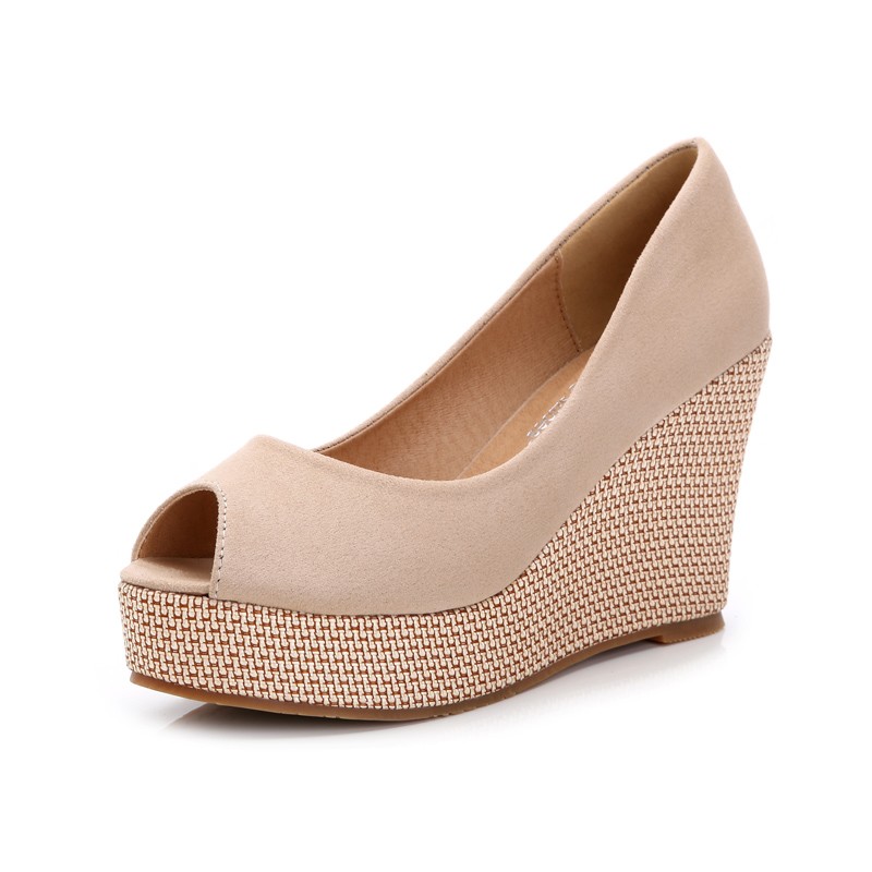 High Heel Peep Toe Wedge Thick Bottom Shallow Mouth Muffin Thick Heel Tide Pumps foto 5