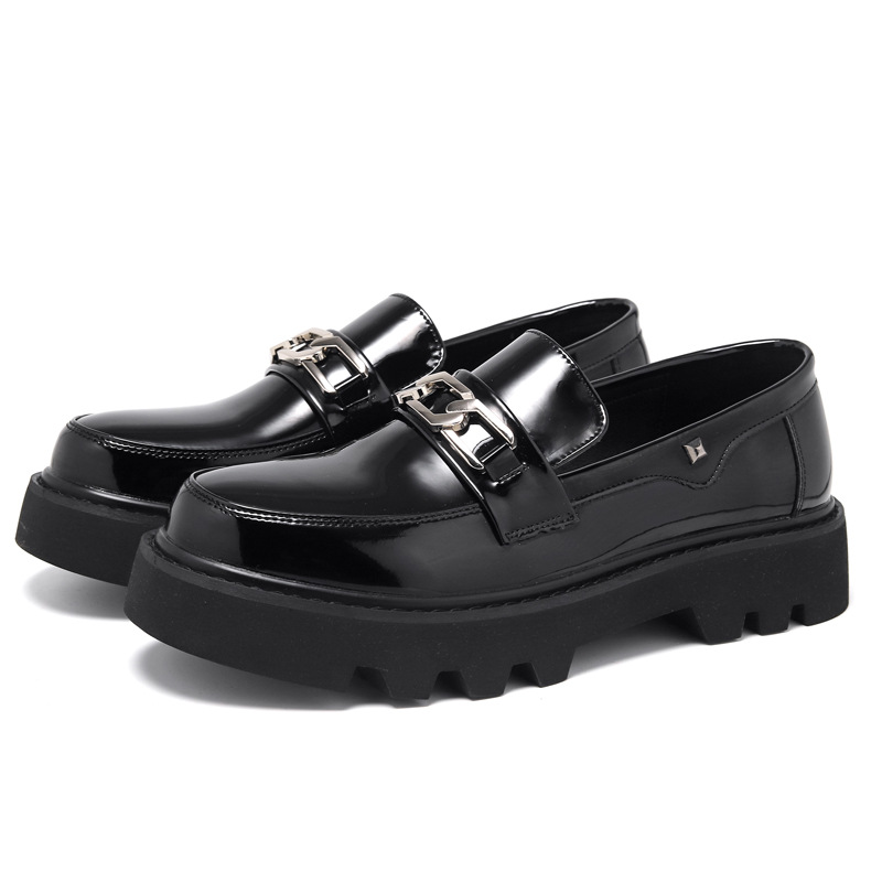 Men's Round Head Leisure Low-top Patent Leather Shoes foto 2