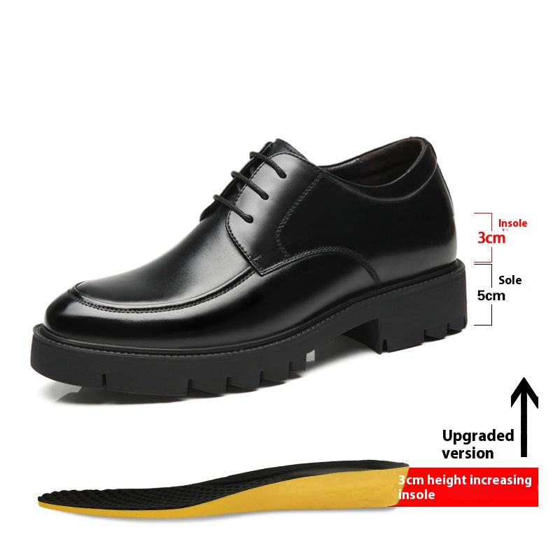 Spring And Autumn Men's Leather Shoes Men's 8cm Height Increasing Insole 10cm Thick Bottom Business Formal Wear Shoes foto 5