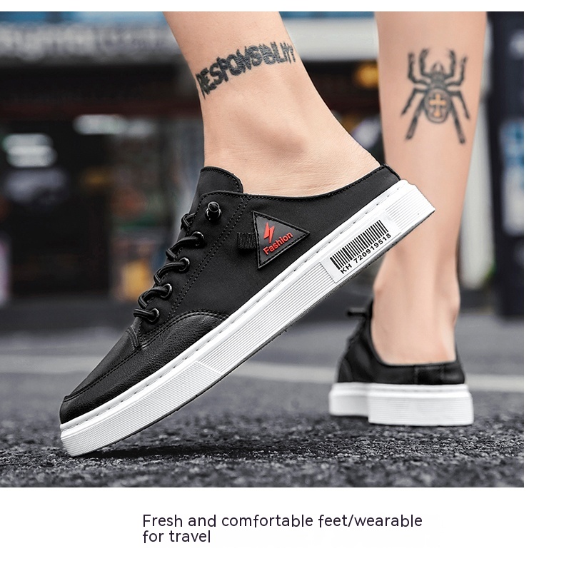 Men's Summer Wear Breathable Deodorant Slip-on Lofter Half Slippers Casual Sports Heel-free Fashion Shoes foto 2