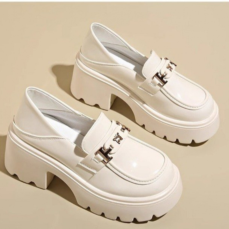 Slip-on Chunky Heel Black Leather Shoes foto 4