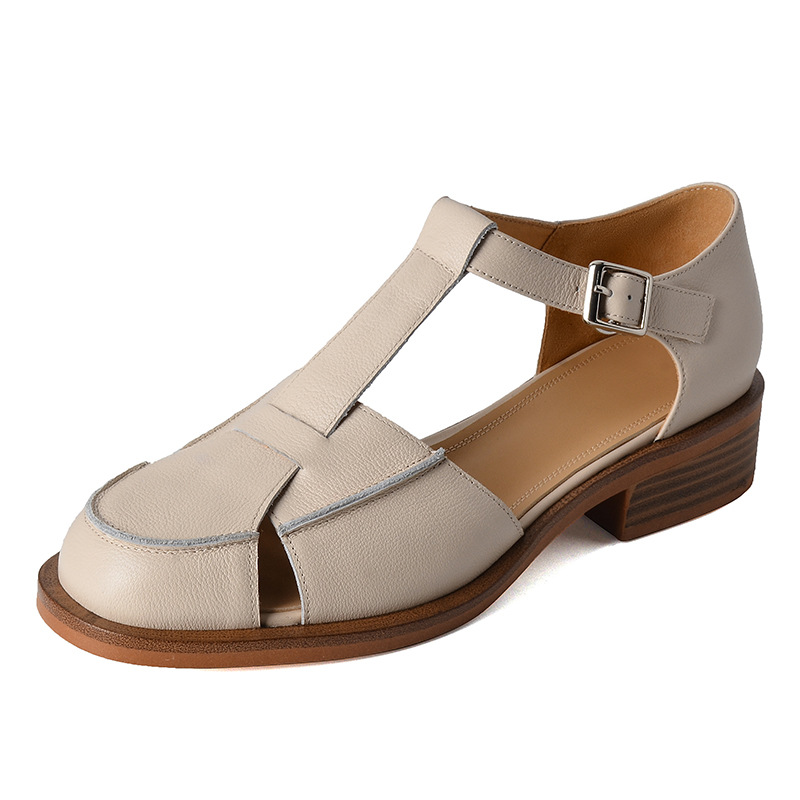 Retro Flat Bottom Women's Sandals Hollowed Toe Box foto 5