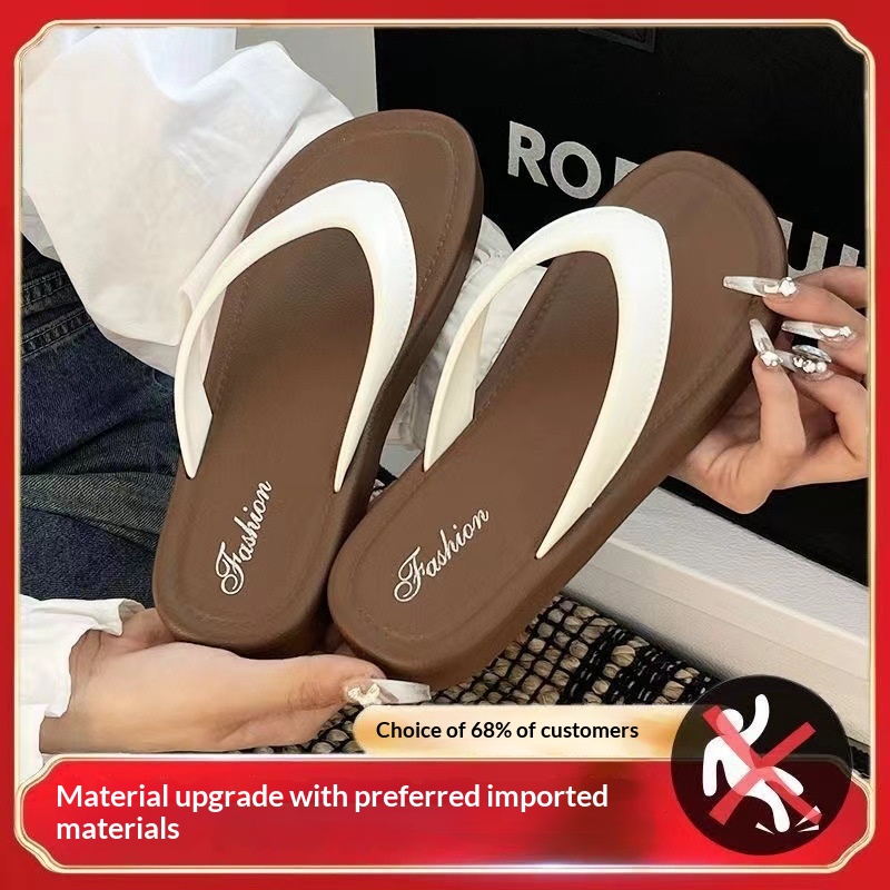 Non-slip Versatile Flat-sole Beach Sandals With A Thong Strap foto 3