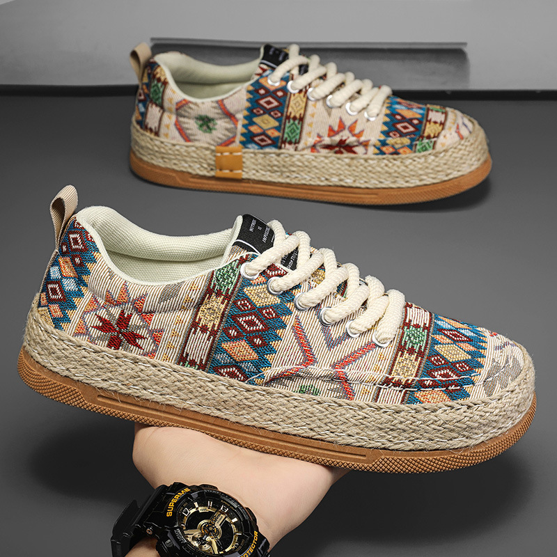 Men's Lightweight Linen Breathable Grass Woven Fishing Shoes foto 5